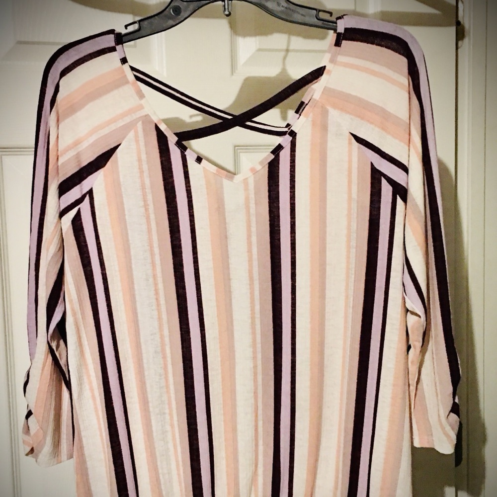 Linen type pink and lavender top